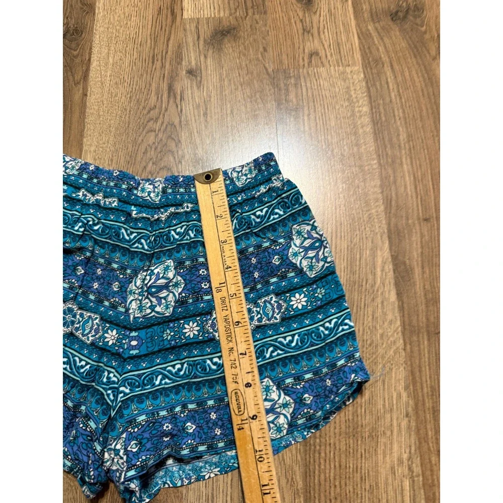 Miss Attitude Shorts Girls M 10/12 Blue Boho Medallion Rayon Lined Excellent